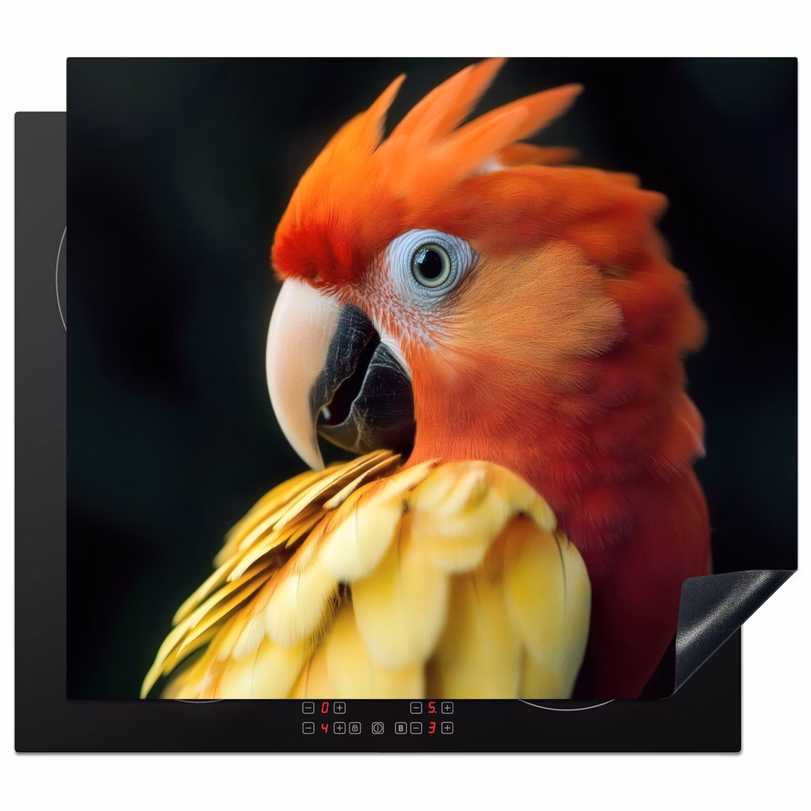 Induction hob protector - Close-up - Parrot - Feathers - Orange — 1