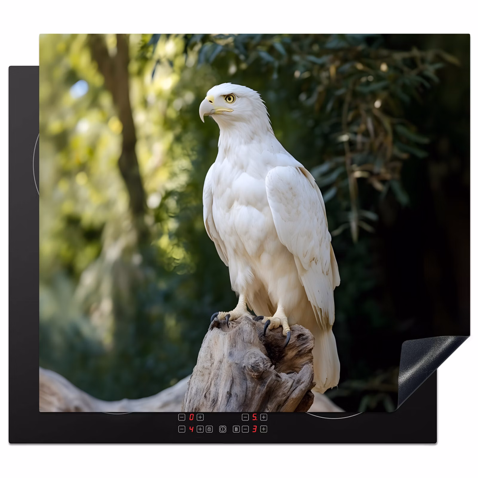 Induction hob protector - Eagle - Wood - White - Plants — 1
