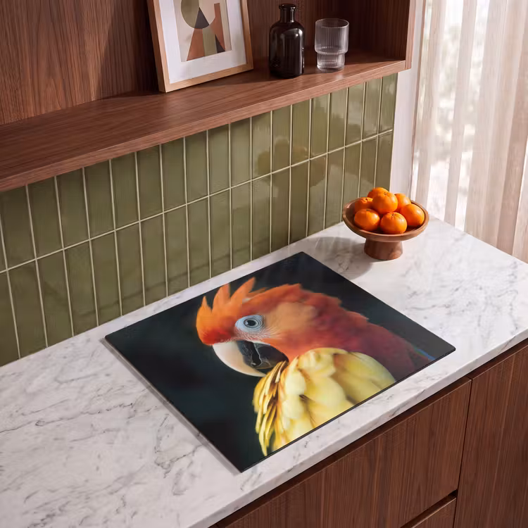 Induction hob protector - Close-up - Parrot - Feathers - Orange — 4