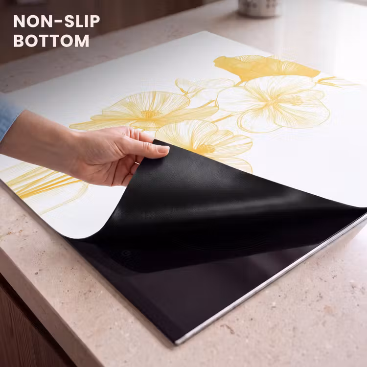 Induction hob protector - Line drawing - Flowers - Yellow - Vase — 5