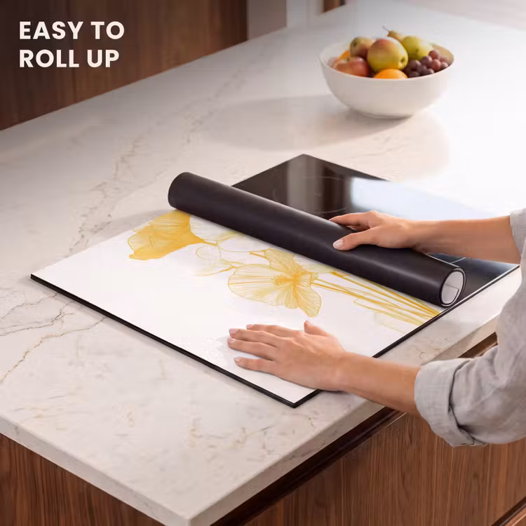 Induction hob protector - Line drawing - Flowers - Yellow - Vase — 6