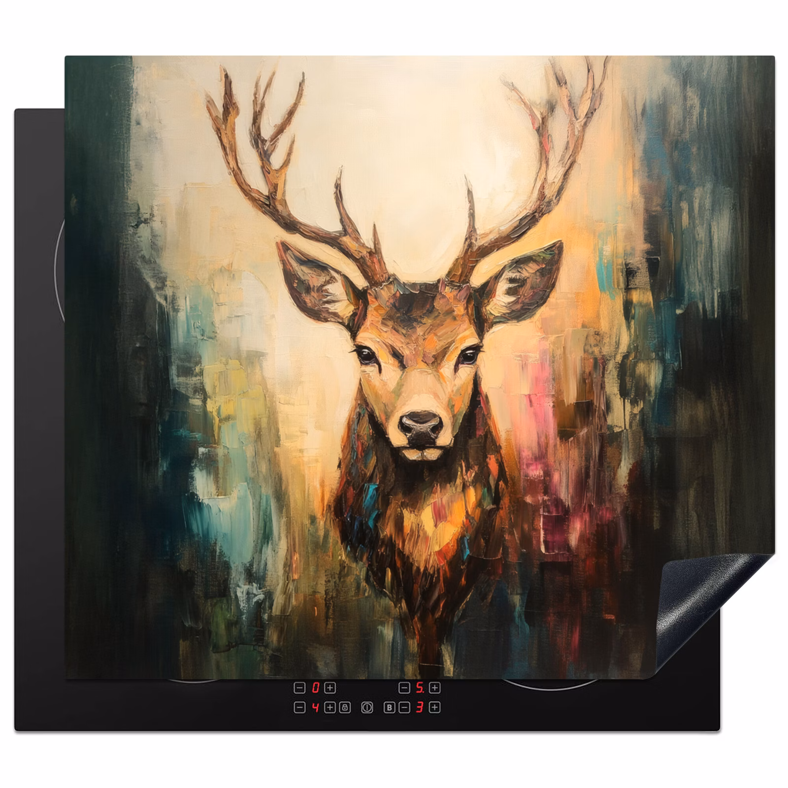 Induction hob protector - Deer - Painted - Antlers - Brown — 1