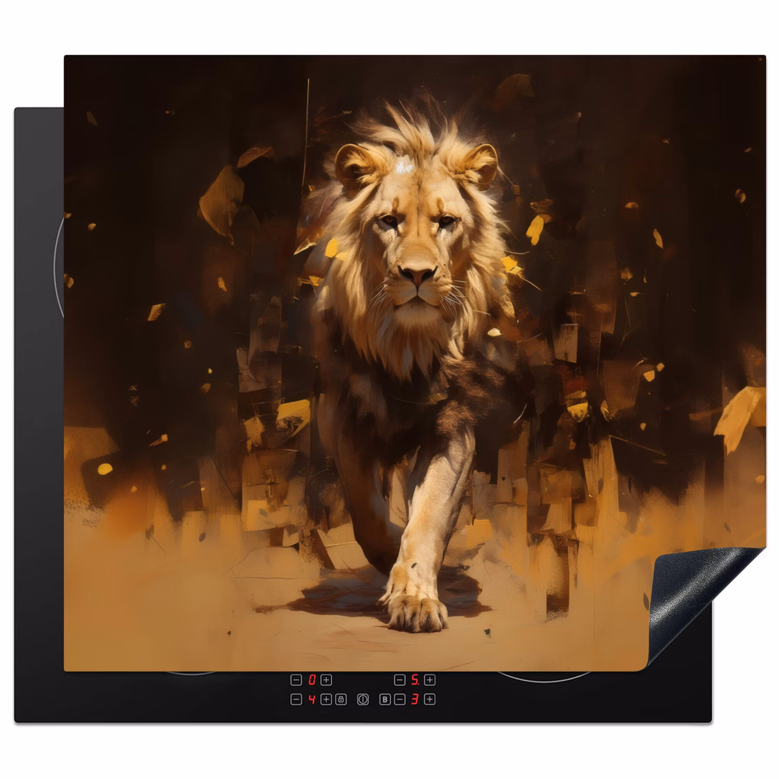 Induction hob protector - Lion - Painted - Abstract - Gold — 1
