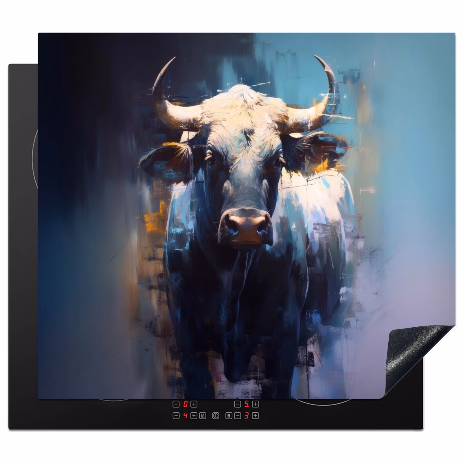Induction hob protector - Taurus - Black - Abstract - Horns — 1