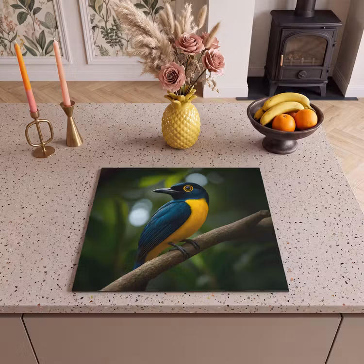 Induction hob protector - Bird - Branch - Yellow - Leaves — 3