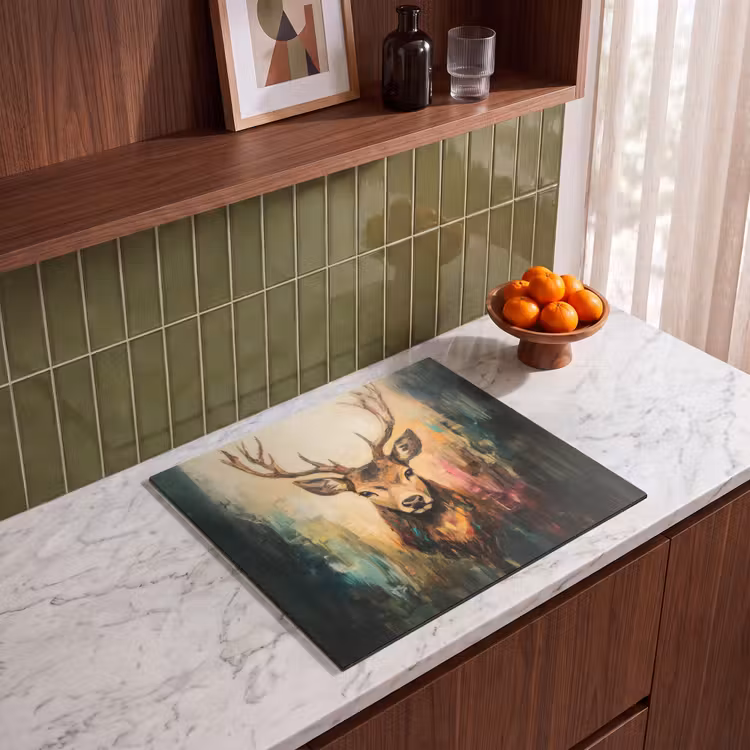 Induction hob protector - Deer - Painted - Antlers - Brown — 4