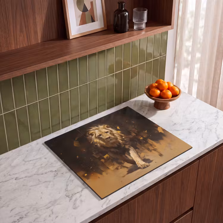 Induction hob protector - Lion - Painted - Abstract - Gold — 4