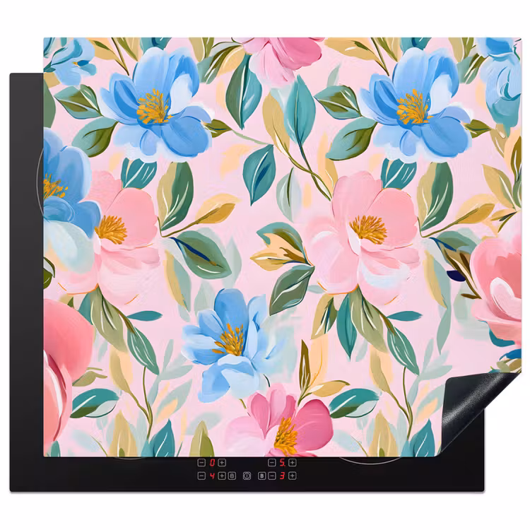 Induction hob protector - Blue - Pink - Flowers — 1
