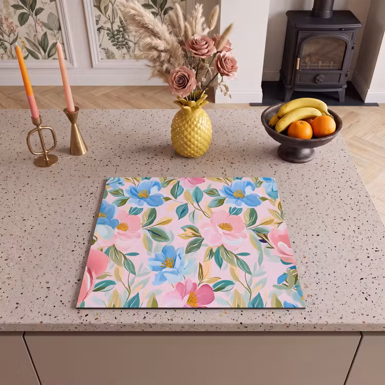 Induction hob protector - Blue - Pink - Flowers — 3