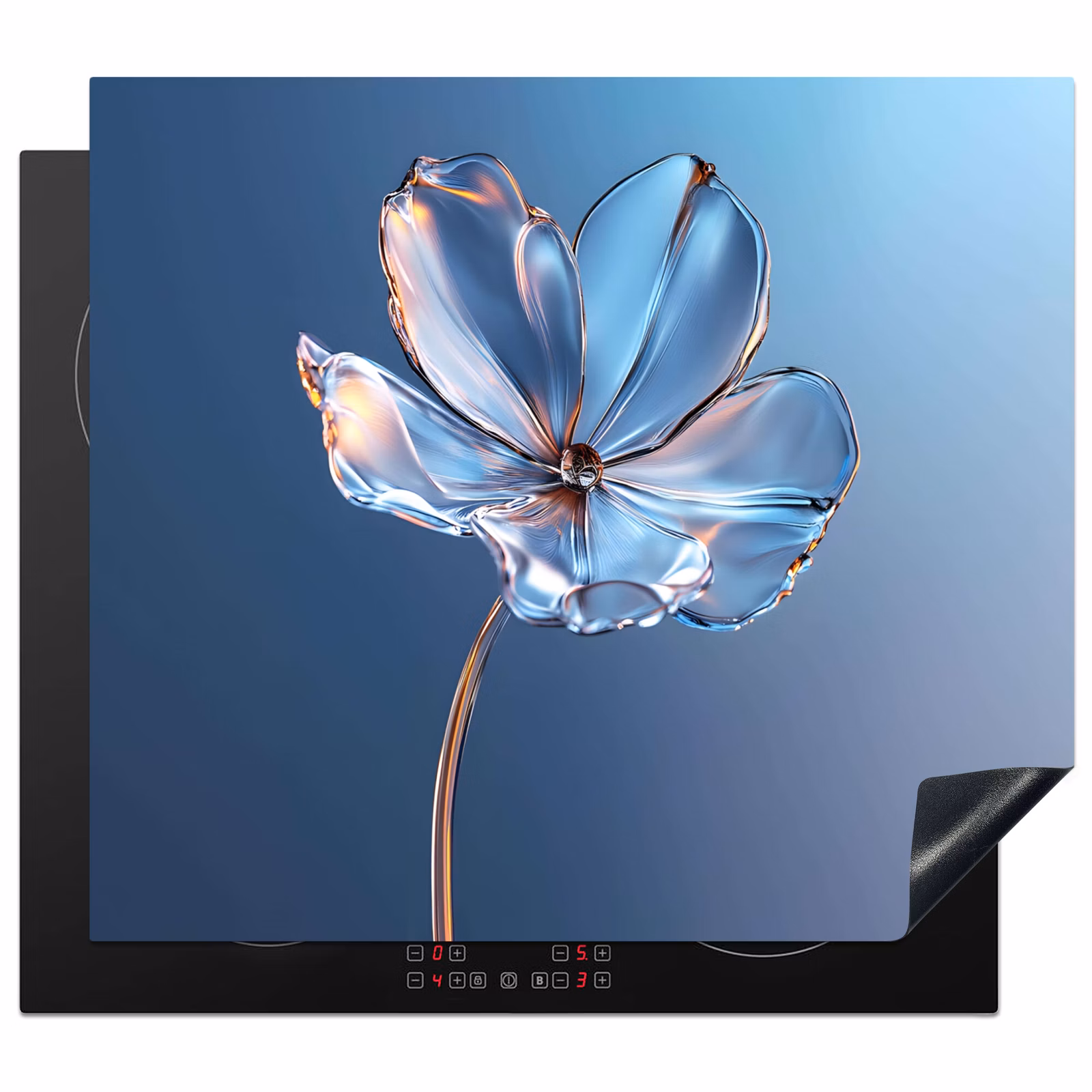 Induction hob protector - Blue - Flower - Glasses - Ornamental — 1