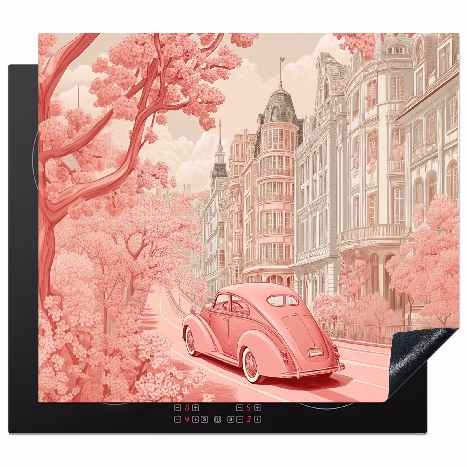 Induction hob protector - City - Car - Pink — 1