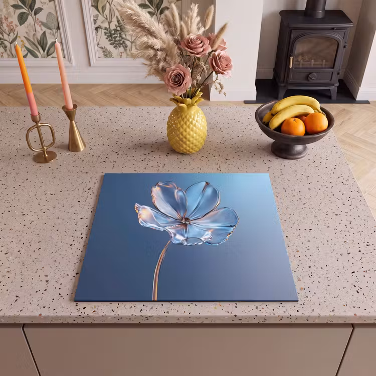 Induction hob protector - Blue - Flower - Glasses - Ornamental — 3
