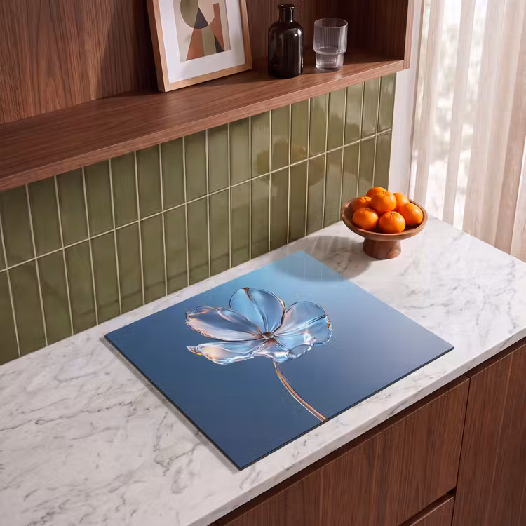 Induction hob protector - Blue - Flower - Glasses - Ornamental — 4