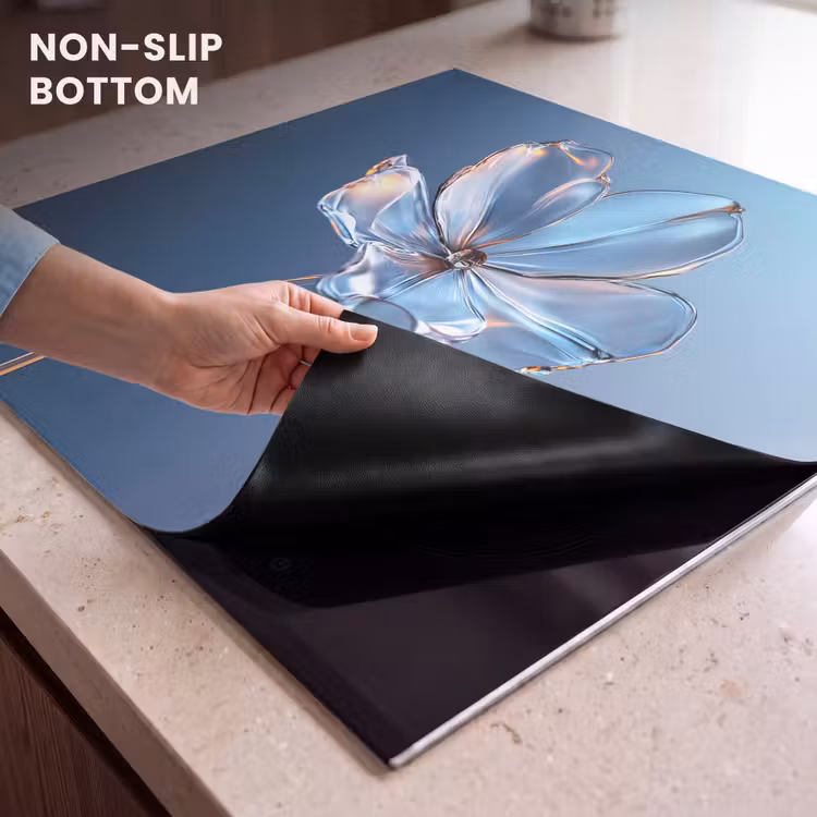 Induction hob protector - Blue - Flower - Glasses - Ornamental — 5