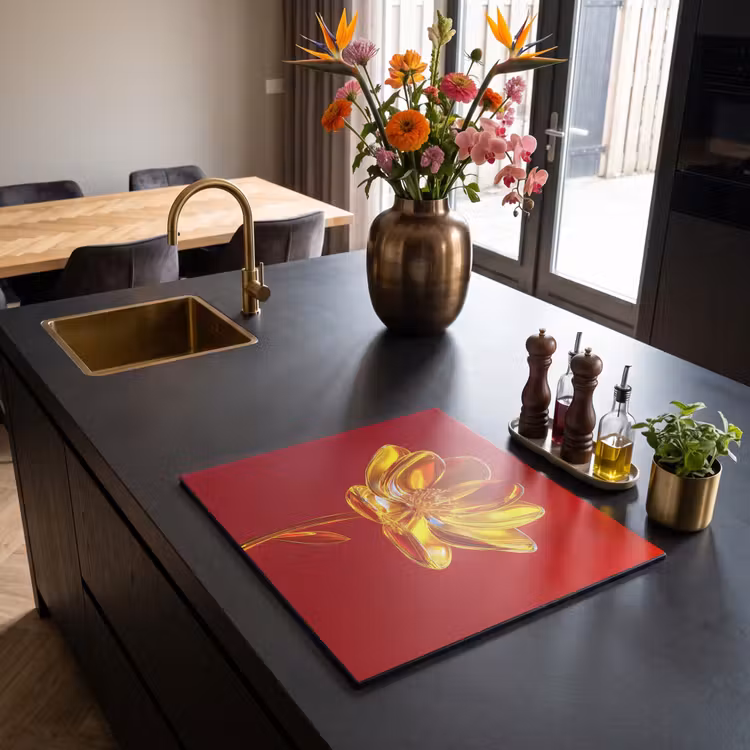 Induction hob protector - Flower - Gold - Glasses — 2