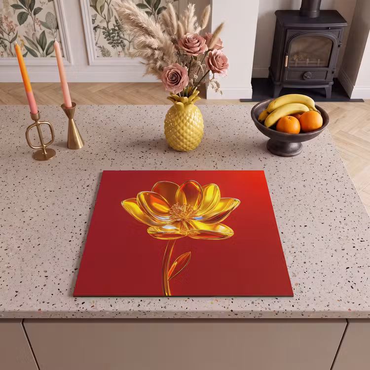 Induction hob protector - Flower - Gold - Glasses — 3