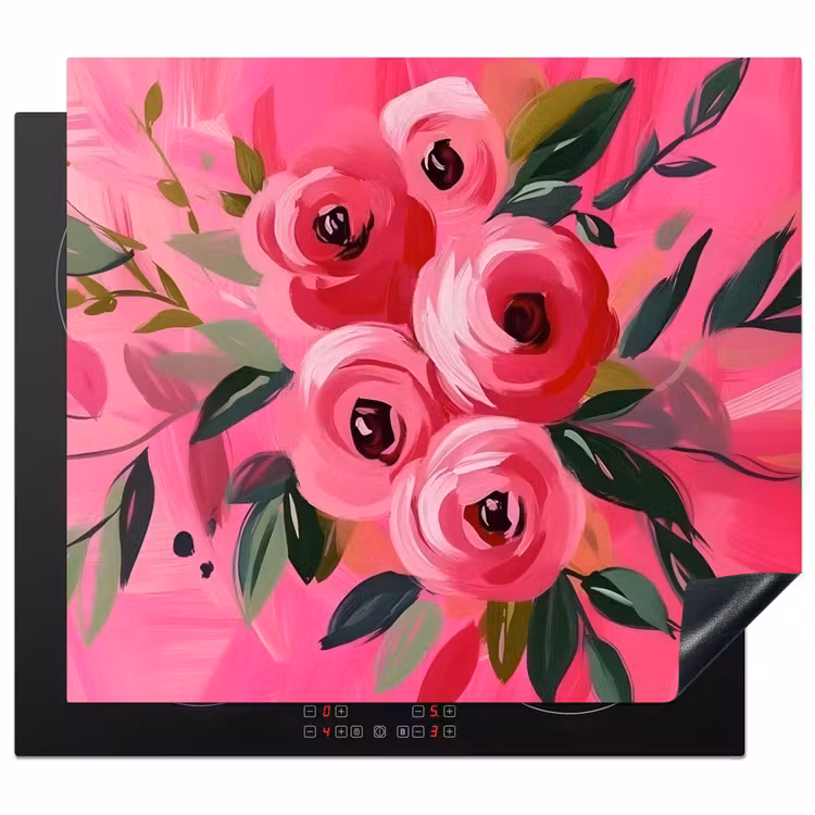 Induction hob protector - Flowers - Paint - Pink — 1