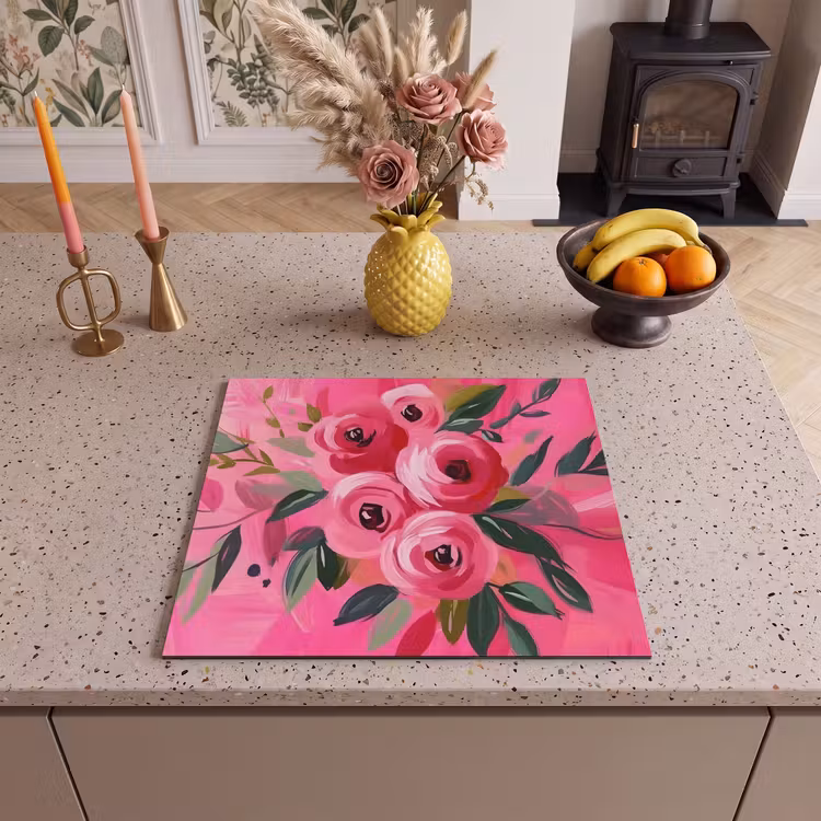 Induction hob protector - Flowers - Paint - Pink — 3
