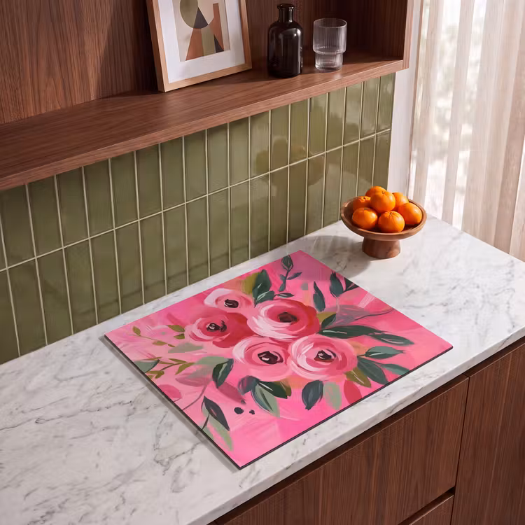 Induction hob protector - Flowers - Paint - Pink — 4