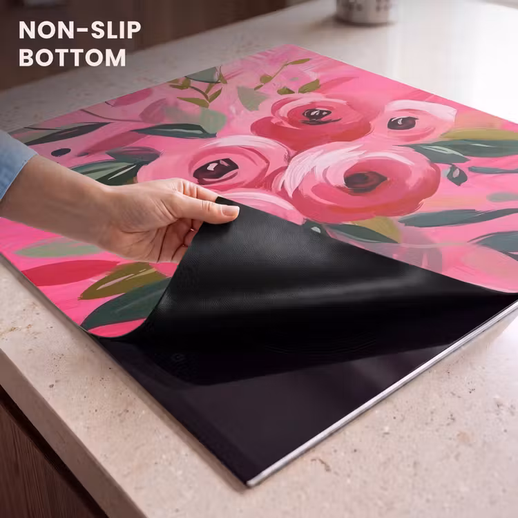 Induction hob protector - Flowers - Paint - Pink — 5