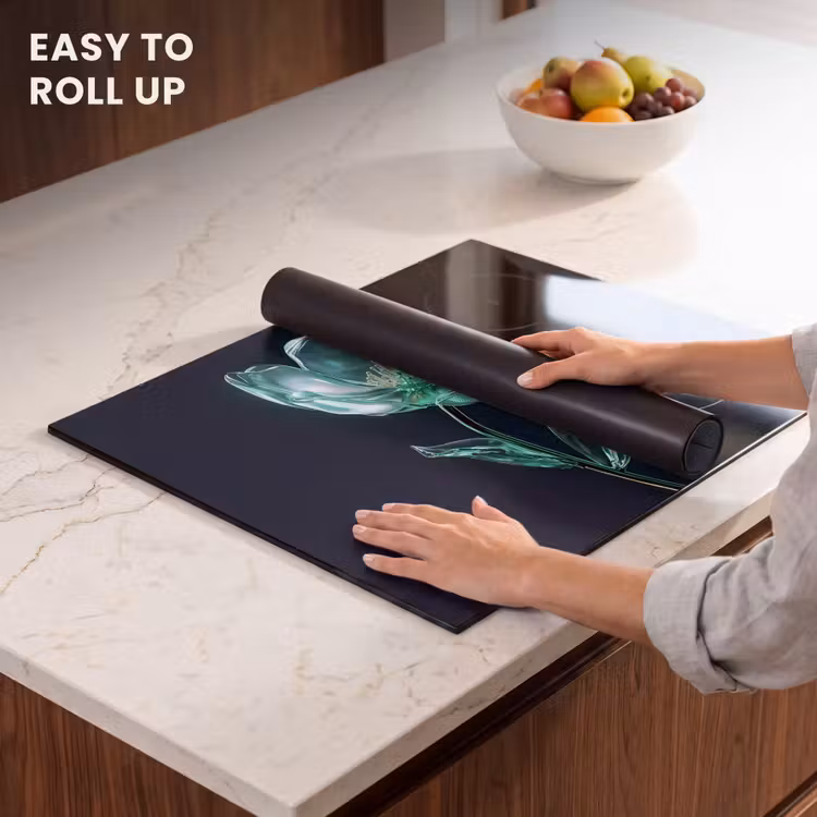 Induction hob protector - Leaves - Flower - Glasses - Dark blue — 6