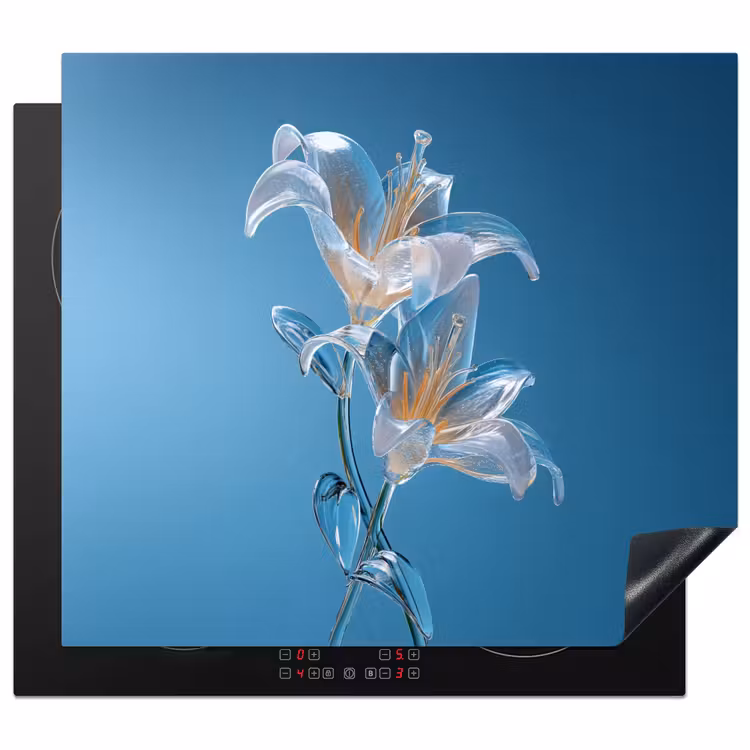Induction hob protector - Lilies - Blue - Glasses — 1