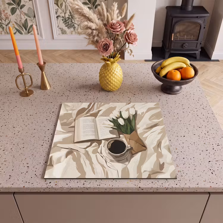 Induction hob protector - Book - Illustration - Tulips - Coffee — 3
