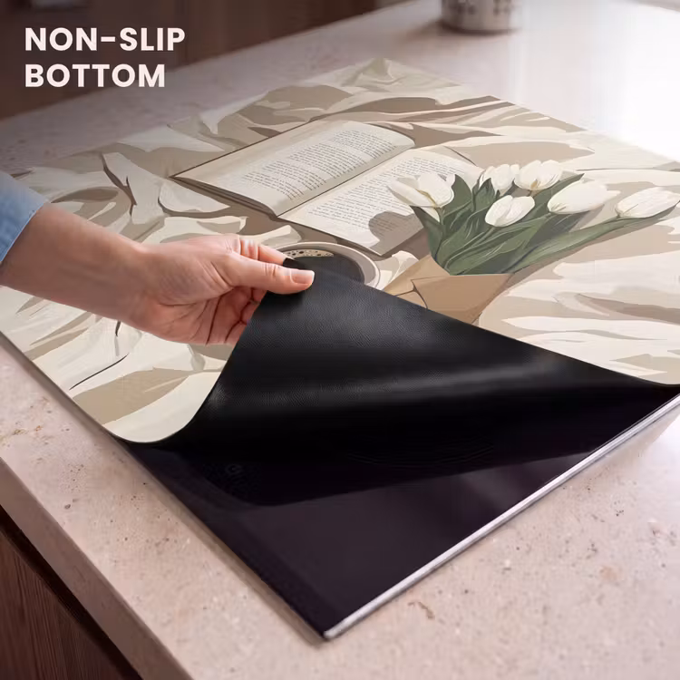 Induction hob protector - Book - Illustration - Tulips - Coffee — 5