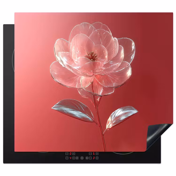 Induction hob protector - Ornate - Flower - Pink - Glasses — 1