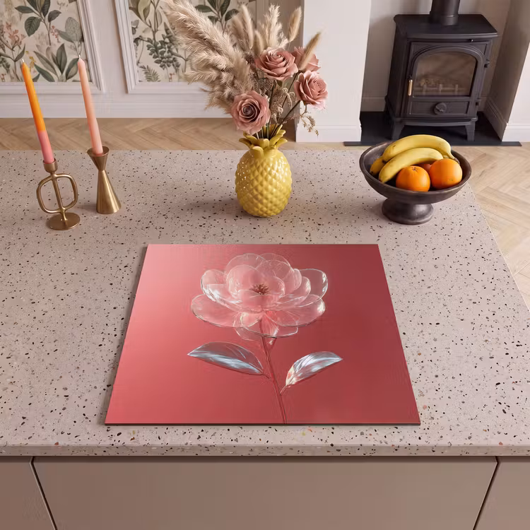 Induction hob protector - Ornate - Flower - Pink - Glasses — 3