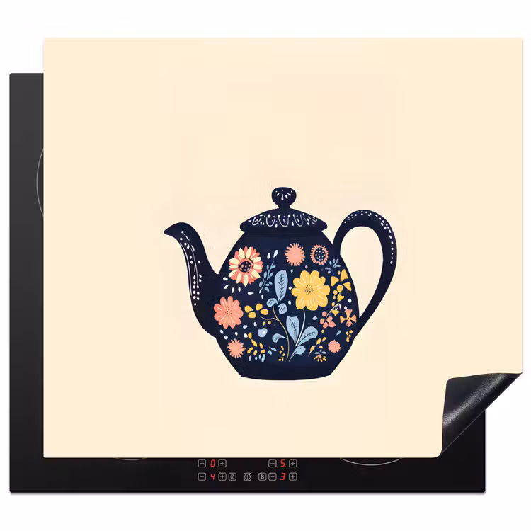 Induction hob protector - Teapot - Colorful - Flowers — 1
