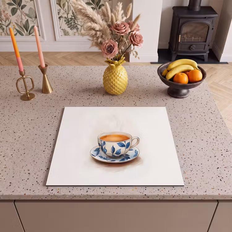 Induction hob protector - Teacup - Leaves - Blue — 3