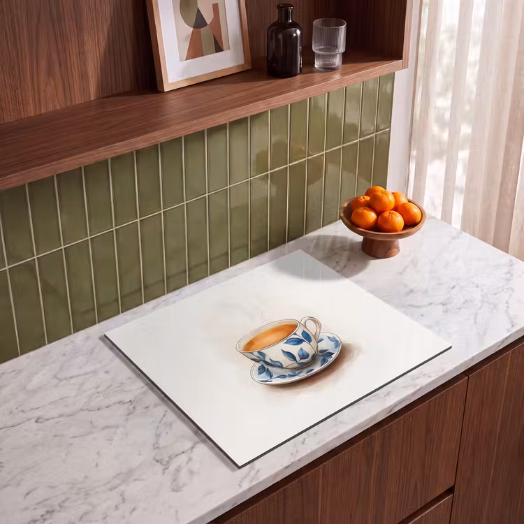 Induction hob protector - Teacup - Leaves - Blue — 4