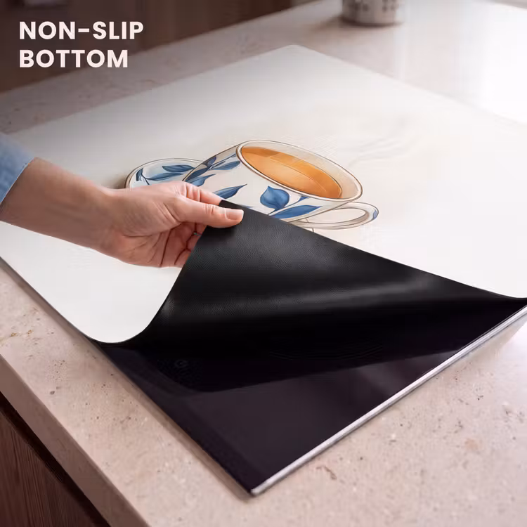 Induction hob protector - Teacup - Leaves - Blue — 5