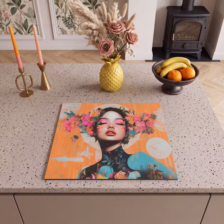 Induction hob protector - Portrait - Woman - Abstract - Flowers — 3