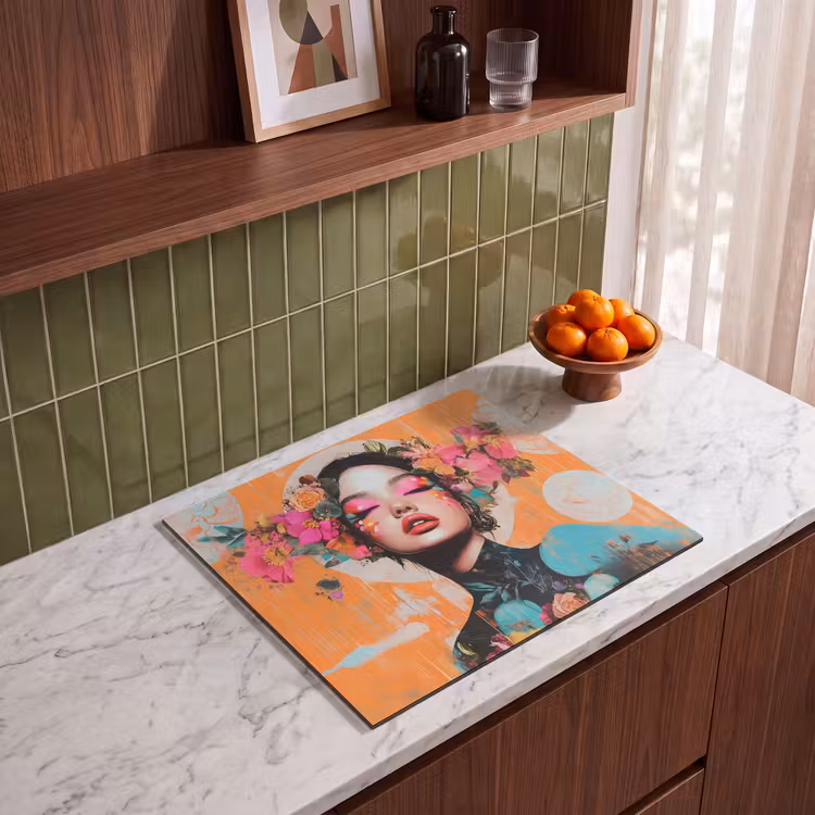 Induction hob protector - Portrait - Woman - Abstract - Flowers — 4