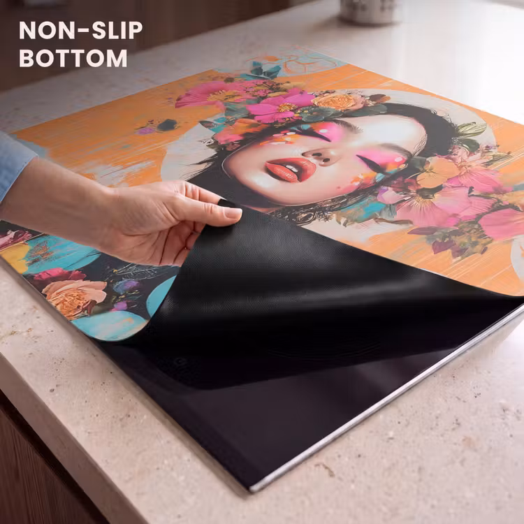 Induction hob protector - Portrait - Woman - Abstract - Flowers — 5