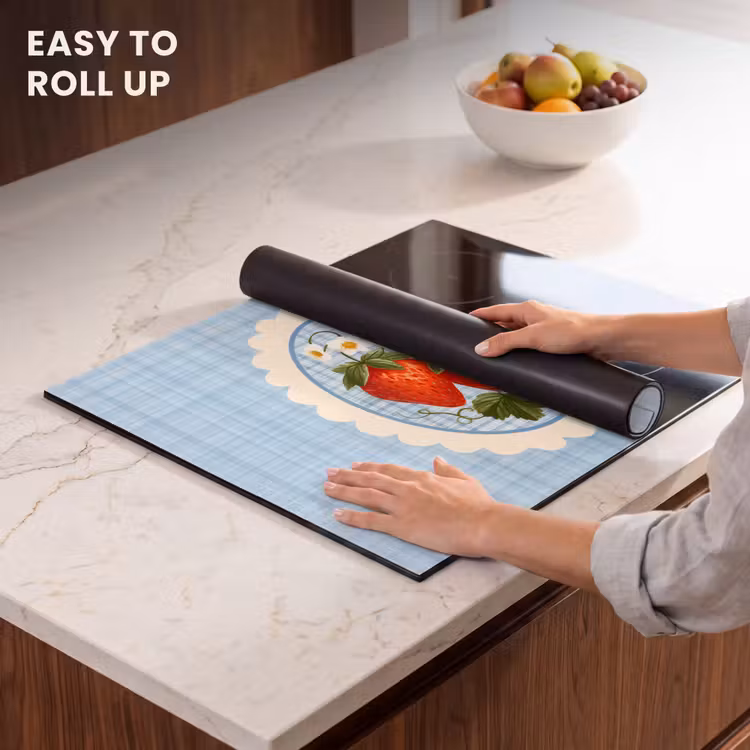 Induction hob protector - Strawberries - Frame - Red - Checkered — 6