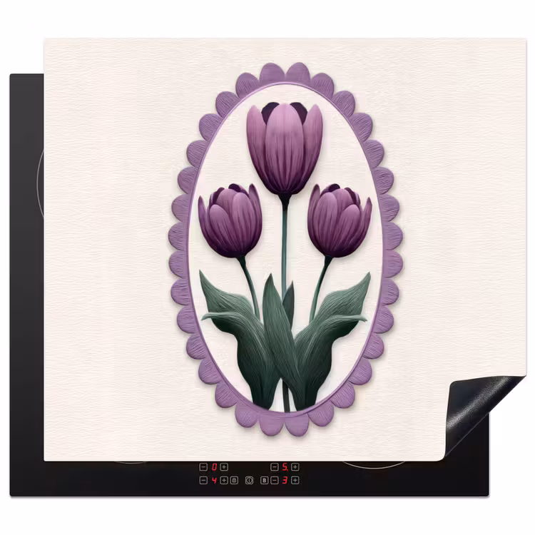 Induction hob protector - Tulips - Purple - List - Leaves — 1
