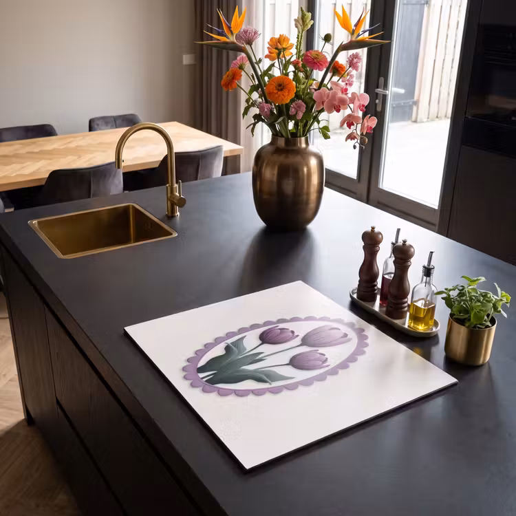 Induction hob protector - Tulips - Purple - List - Leaves — 2