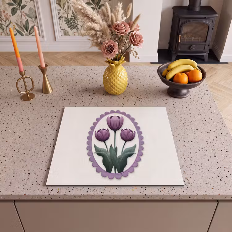 Induction hob protector - Tulips - Purple - List - Leaves — 3