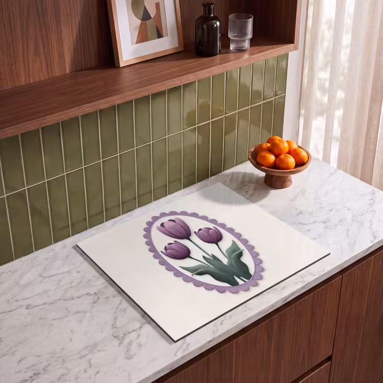 Induction hob protector - Tulips - Purple - List - Leaves — 4