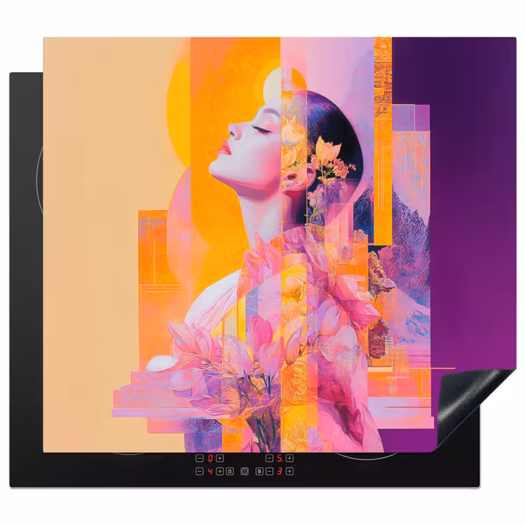 Induction hob protector - Abstract - Portrait - Woman - Colorful — 1