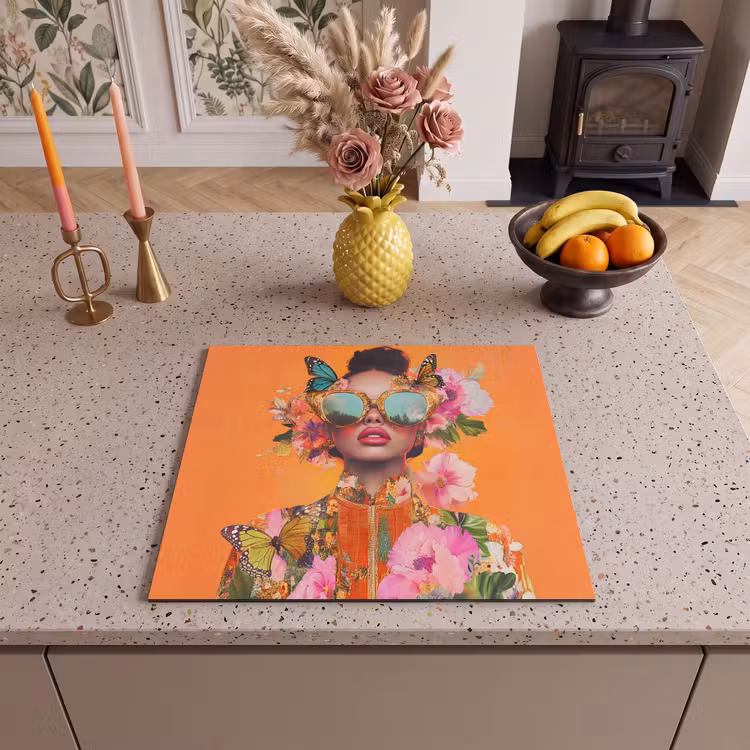 Induction hob protector - Butterflies - Woman - Sunglasses - Colorful — 3