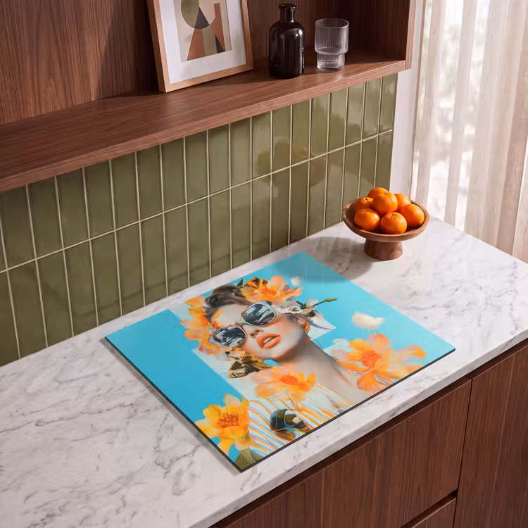 Induction hob protector - Flowers - Woman - Sunglasses - Blue — 4