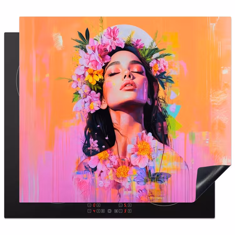 Induction hob protector - Portrait - Flower crown - Woman — 1