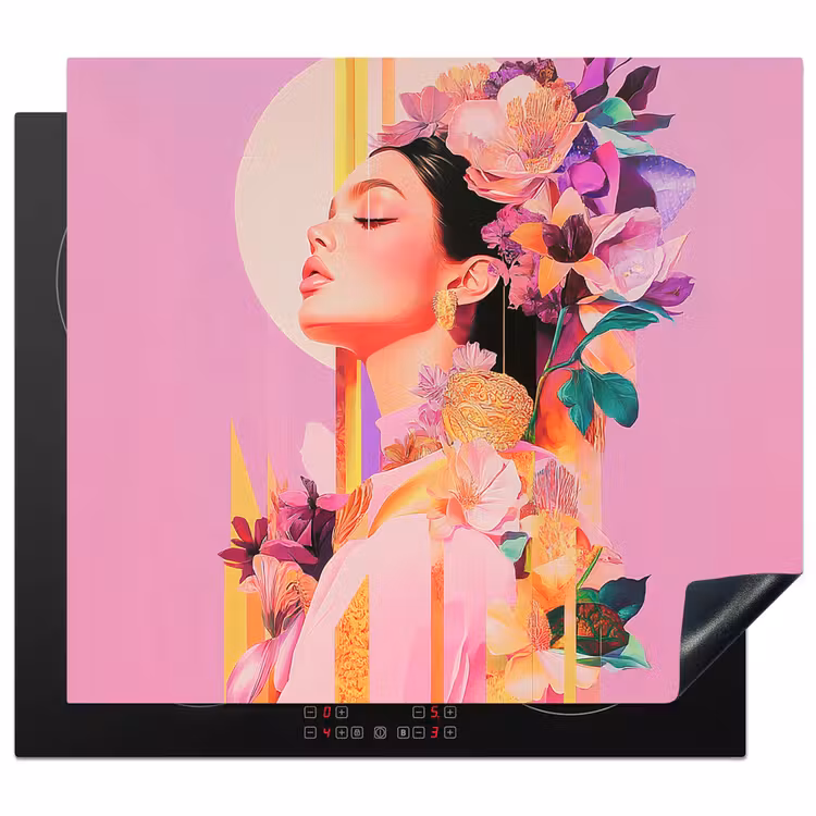 Induction hob protector - Woman - Flowers - Purple - Abstract — 1