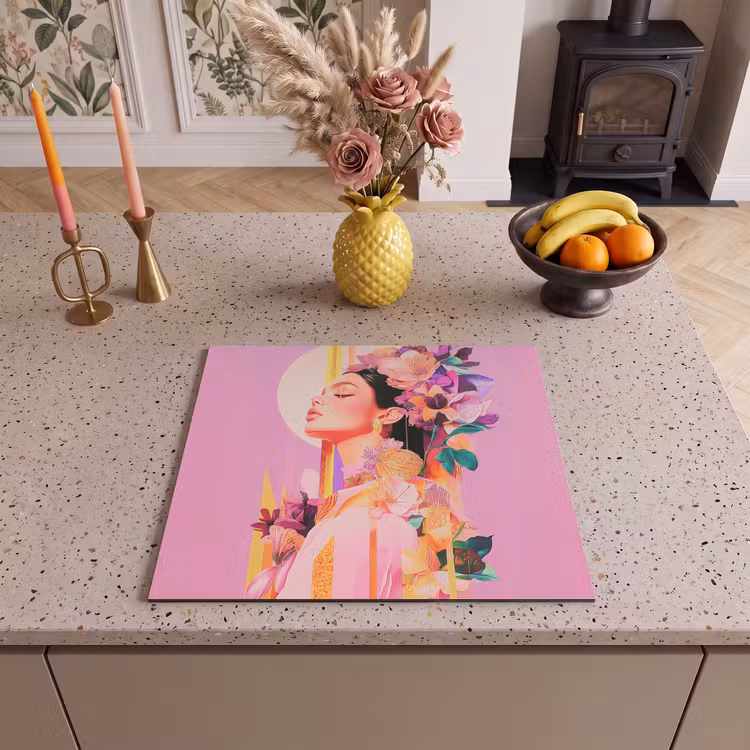 Induction hob protector - Woman - Flowers - Purple - Abstract — 3