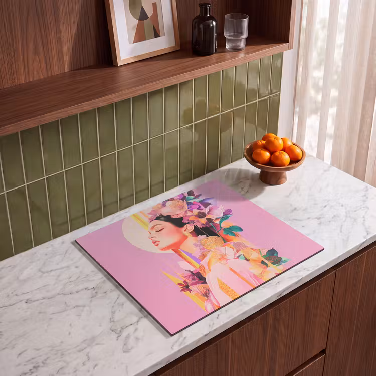 Induction hob protector - Woman - Flowers - Purple - Abstract — 4