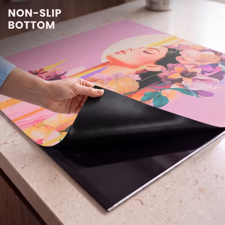 Induction hob protector - Woman - Flowers - Purple - Abstract — 5